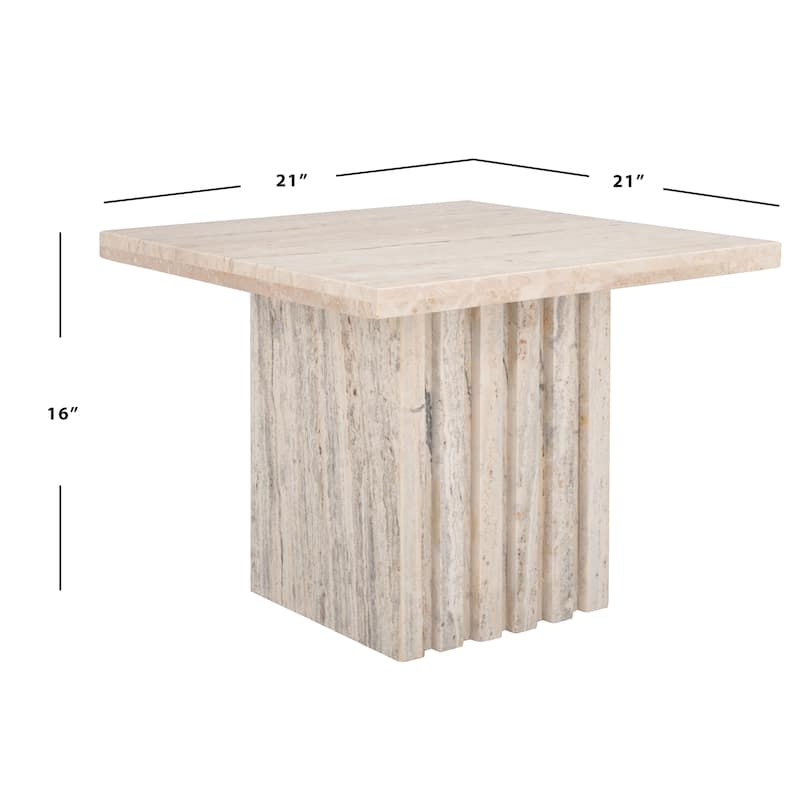 SAFAVIEH Couture Eftenia Tall Square Marble Accent Table - 21 In W x 21 In D x 16 In H - 21"W x 21"D x 16"H