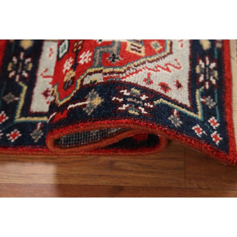 Geometric Kazak Indian Accent Rug Hand-Knotted Wool Carpet - 2'0"x 3'0"