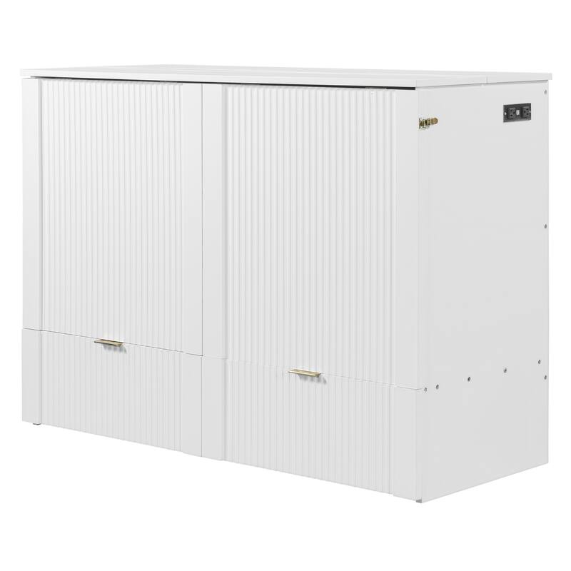 Space-Saving Full Size Murphy Bed with Drawer, USB Ports, and Smooth Pulley Design