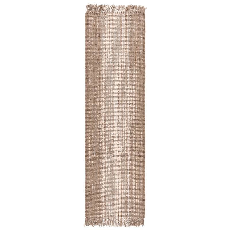 SAFAVIEH Flatweave Natural Tansu Fiber Farmhouse Jute Rug - 2'3" x 8' Runner - Ivory/Grey