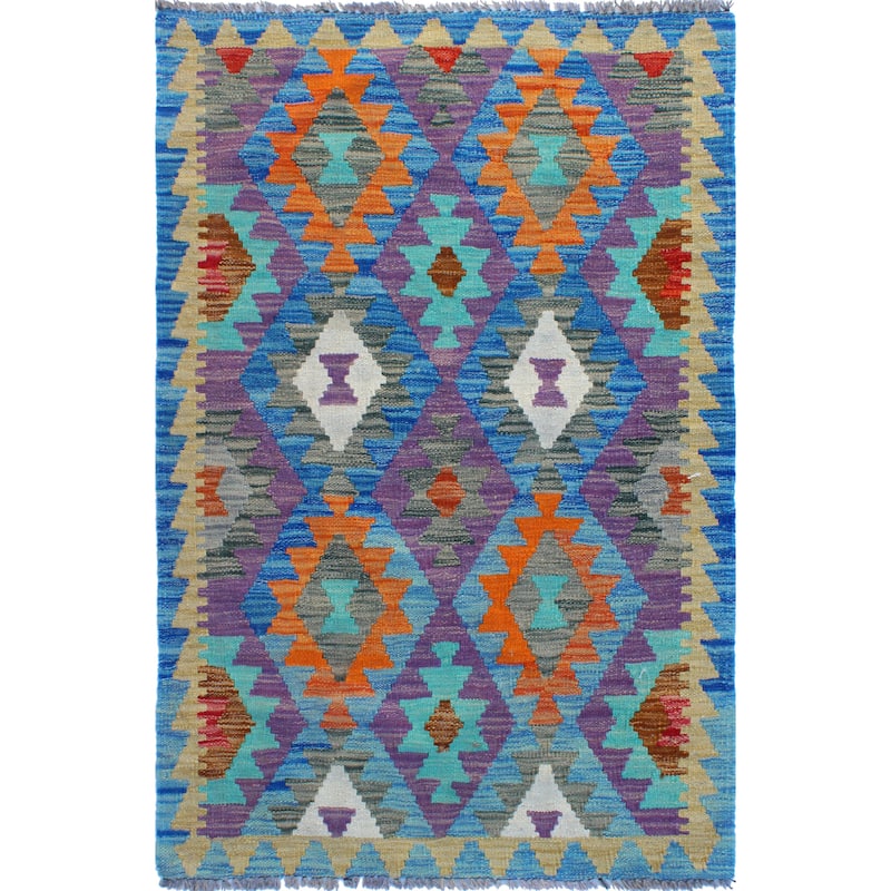 Flatweave Nakisisa Blue/Beige Rug - 2'8" x 4'2"