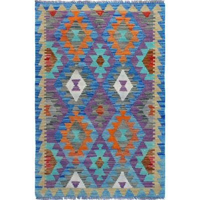 Flatweave Nakisisa Blue/Beige Rug - 2'8" x 4'2"