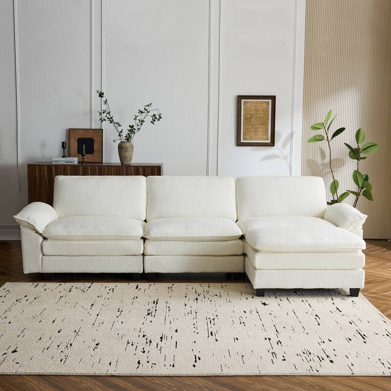EROMMY Sectional Couches for Living Room, Oversized Sectional Couch, L-Shaped Couch with Teddy Fleece Material