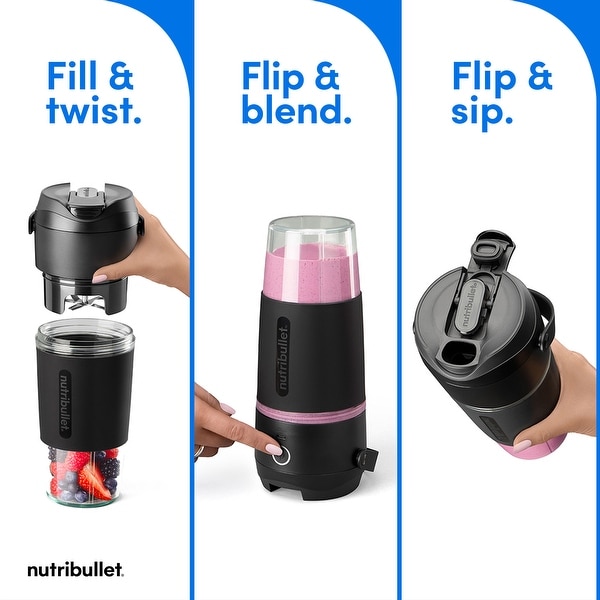 Nutribullet Flip Portable Stainless Steel Insulated Blender - Bed