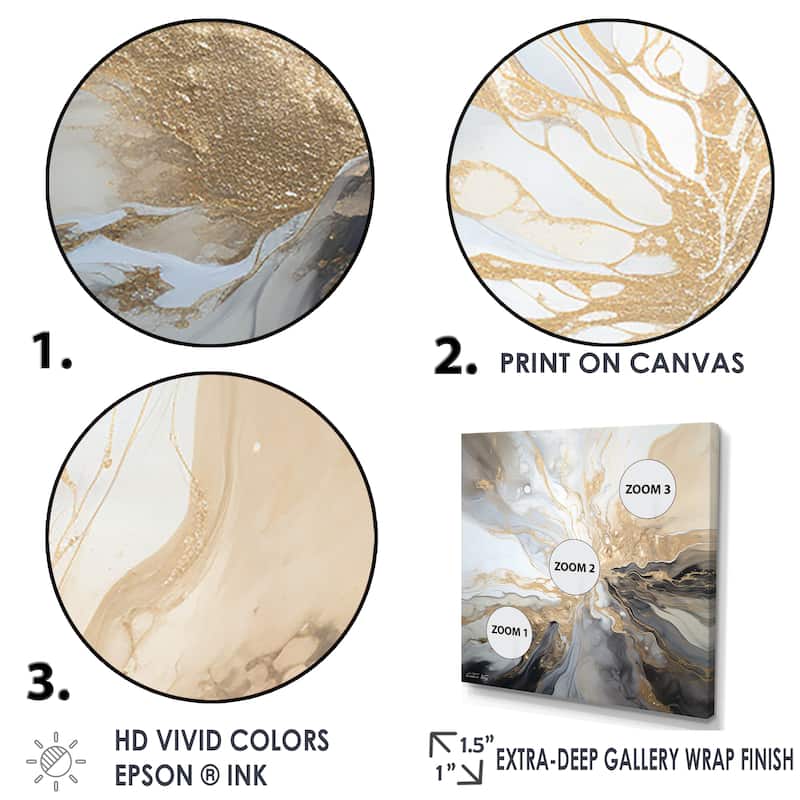 Designart "Lightning Beige And Black Liquid Art Explosion" Lightning Framed Wall Art Prints