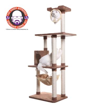 70" Real Wood Cat tree With Scratch posts, Hammock for Cats and Kittens