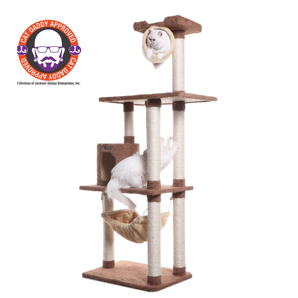 70" Real Wood Cat tree With Scratch posts, Hammock for Cats and Kittens