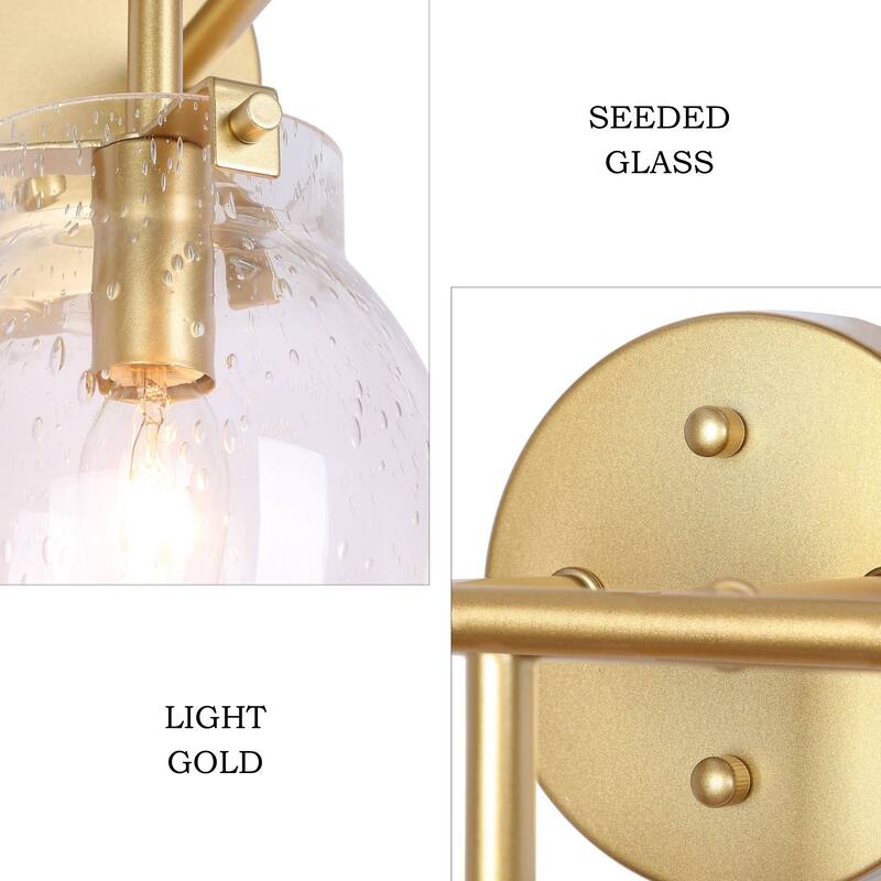 2/3/4-Light Modern Gold Bathroom Vanity Light Dimmable Seeded Glass Wall Sconces
