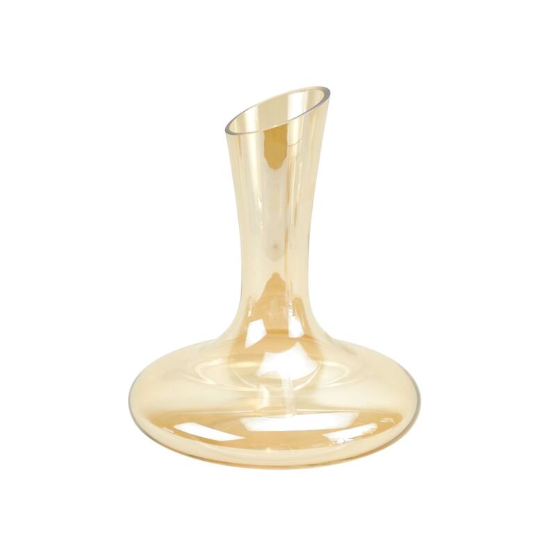 Jeanne Fitz Slant Collection Wine Decanter and Set of Four Stemless Wine Glasses, Gold
