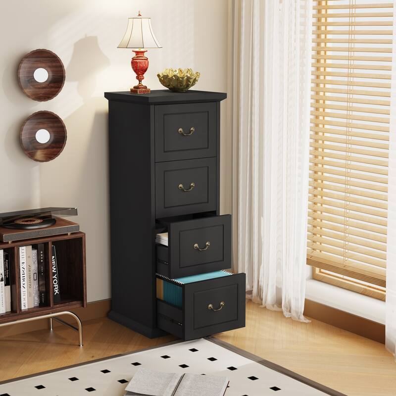 51-Inch Tall 4-Drawer File Cabinet Wood Vertical Storage Cabinet for Home Office A4/Letter/Legal Files