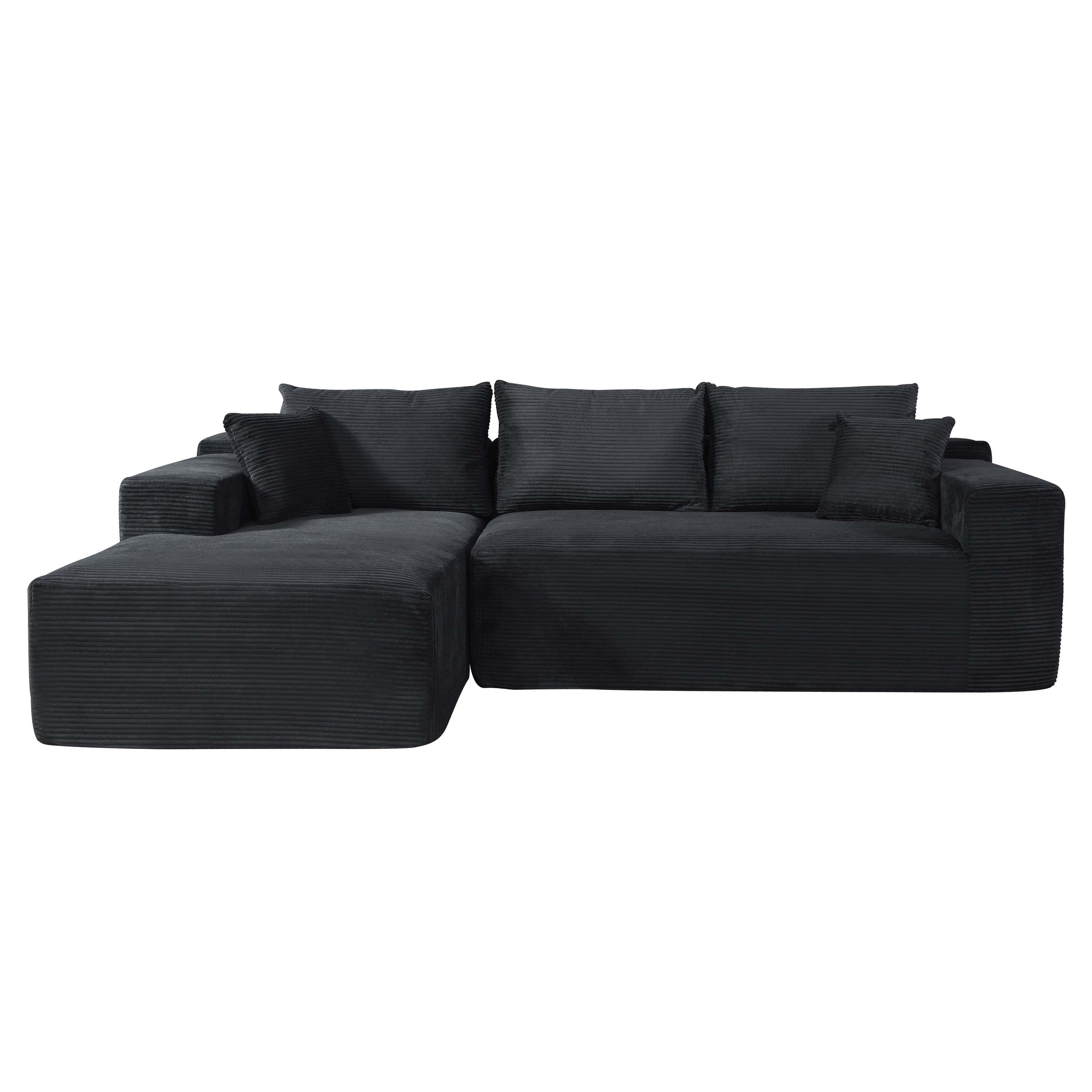2-Piece Convertible L-Shaped Sofa In Box With Pillows 3-Seater Modular Sectional Couch Compressed Furniture