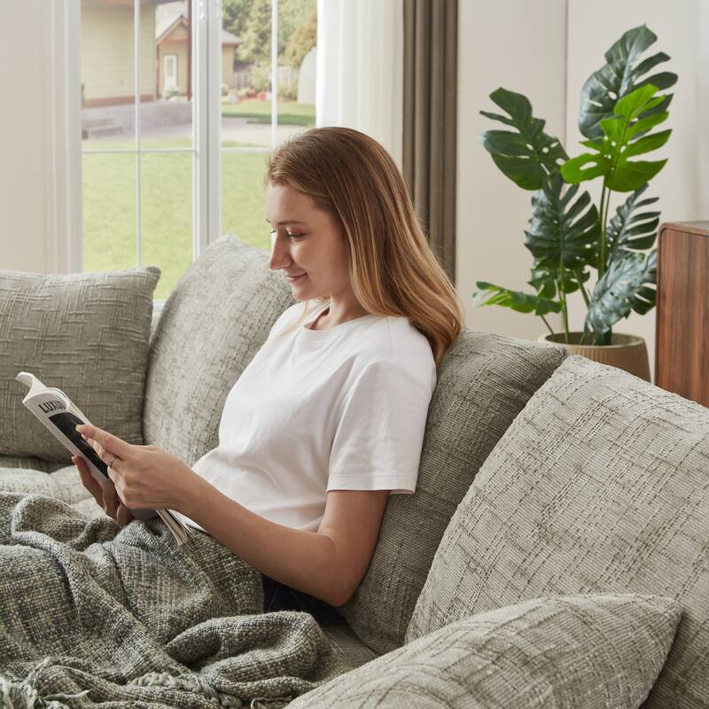 Oversized Chenille Sectional Sofa, Full-Compressed 4 Seater Sofa, Upholstered Sleeper Couch with L-Shape Chaise