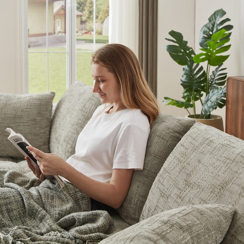 Roomfitters Oversized Chenille Sectional Sofa, Modern L-Shaped Cloud Couch with Right Chaise and Deep Seats