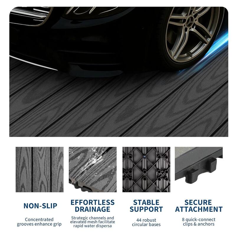 Interlinked-Style Composite Deck Tiles 12"x12"