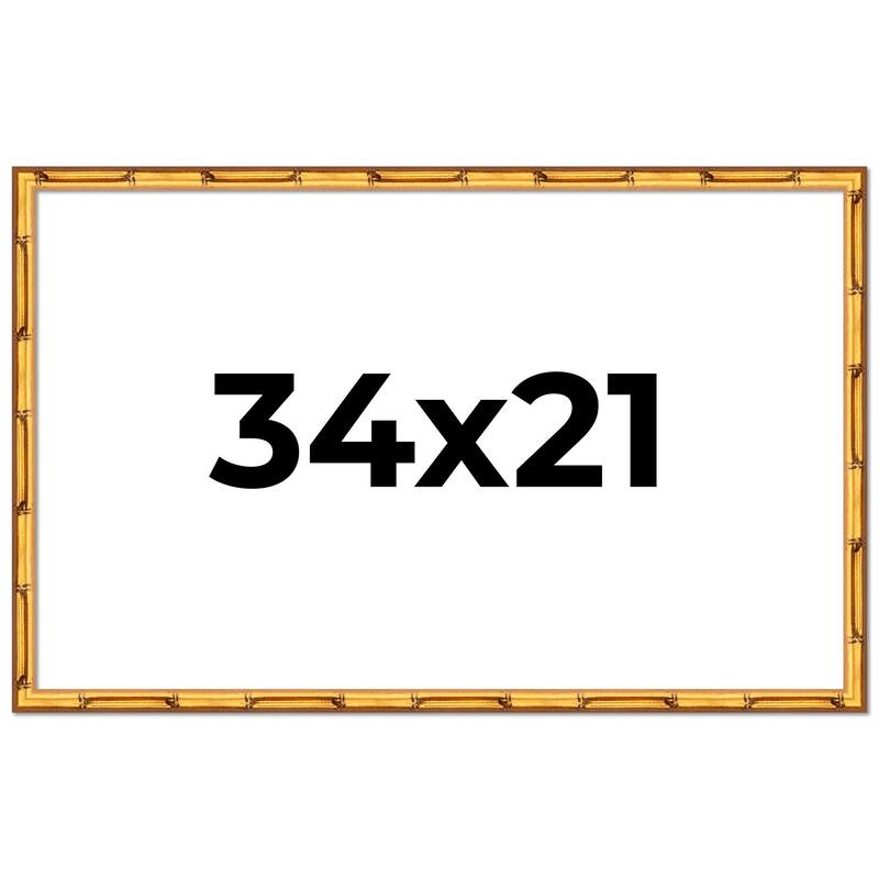 34x21 Frame Gold Bamboo Picture Frame Modern Photo Frame Includes UV Acrylic Shatter Guard Front Acid Free Foam Backing Board