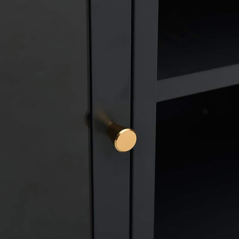 vidaXL TV Cabinet Black 41.3"x13.7"x20.4" Steel and Glass - 41.3" x 13.7" x 20.4" - 41.3" x 13.7" x 20.4"