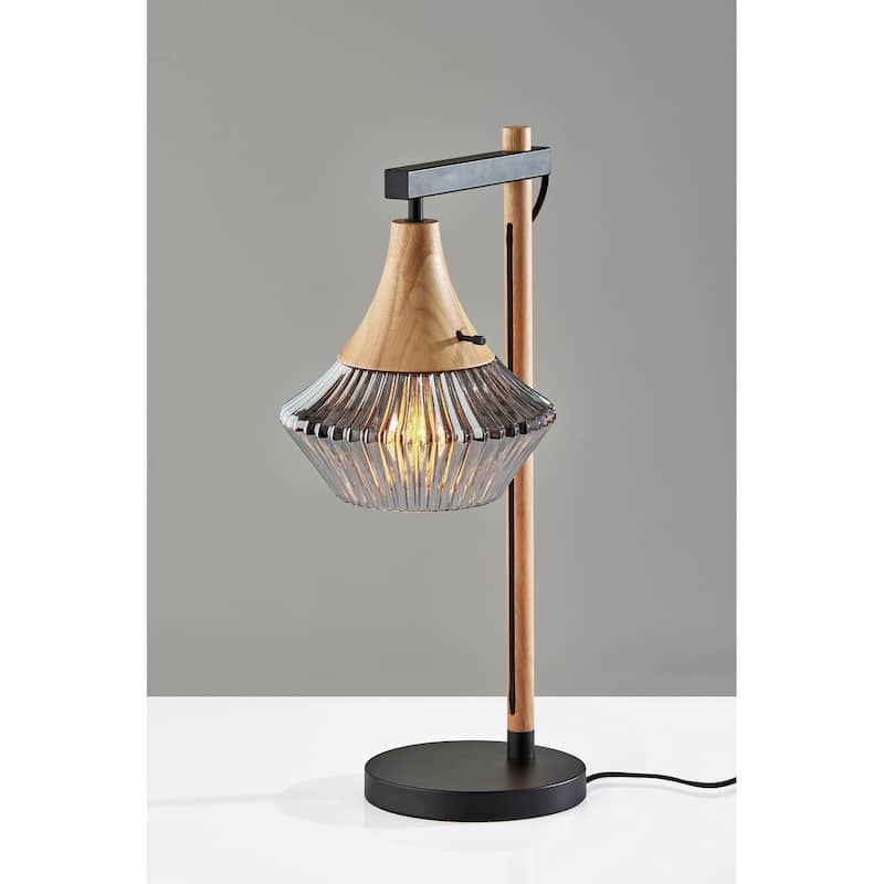 Elsie Table Lamp - Black & Natural Wood