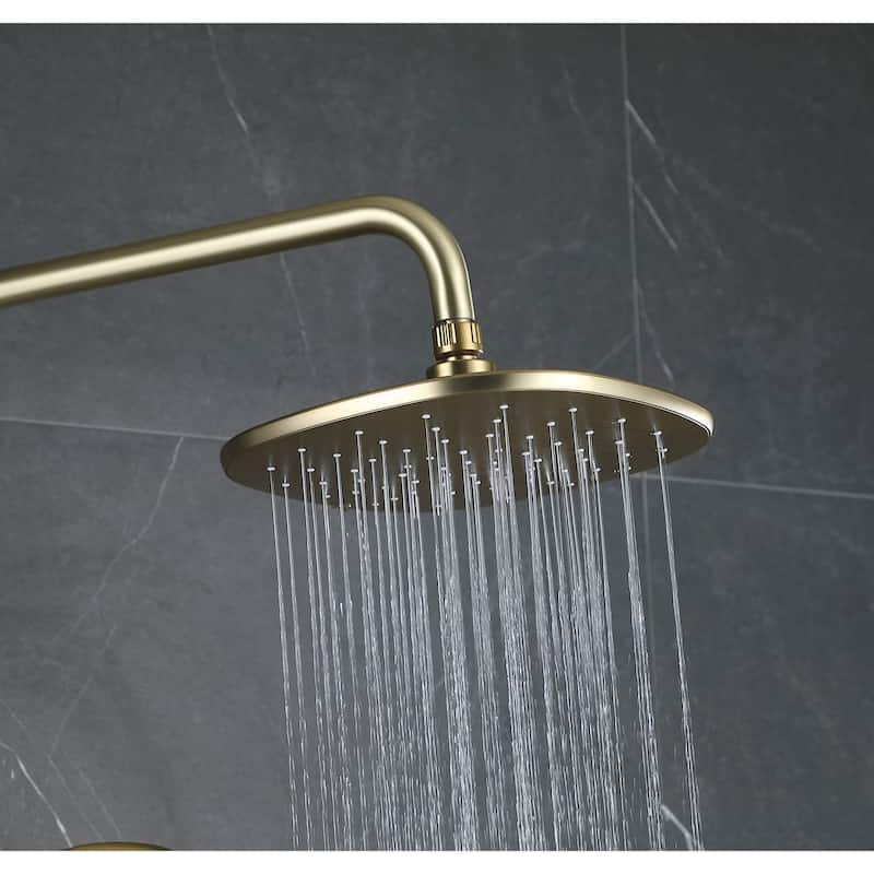 High Pressure 5-Way 9'' Rain Shower Head Black/Gold with Handheld Shower Slide Bar