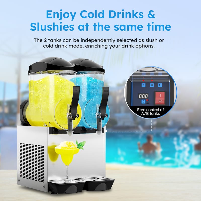 Commercial Slushy Machine, 3L/6L/12L/24L/36L, Self-Cleaning, for Margaritas, Alcoholic Beverages, Smoothies, and Soft Ice Cream