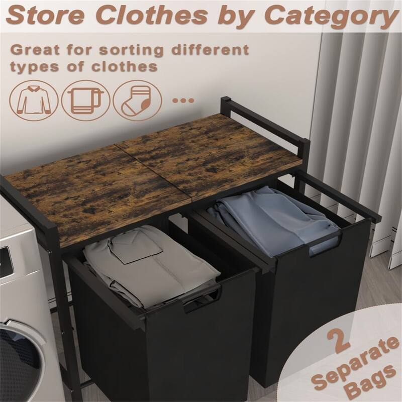Laundry Hamper with Wheels - 27"L x 13"W x 31"H