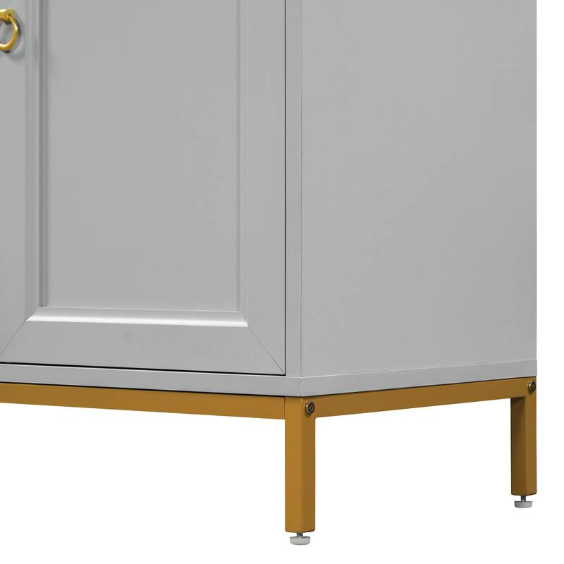 Light Gray Buffet Cabinet Sideboard Faux Marble Table Top Console Table