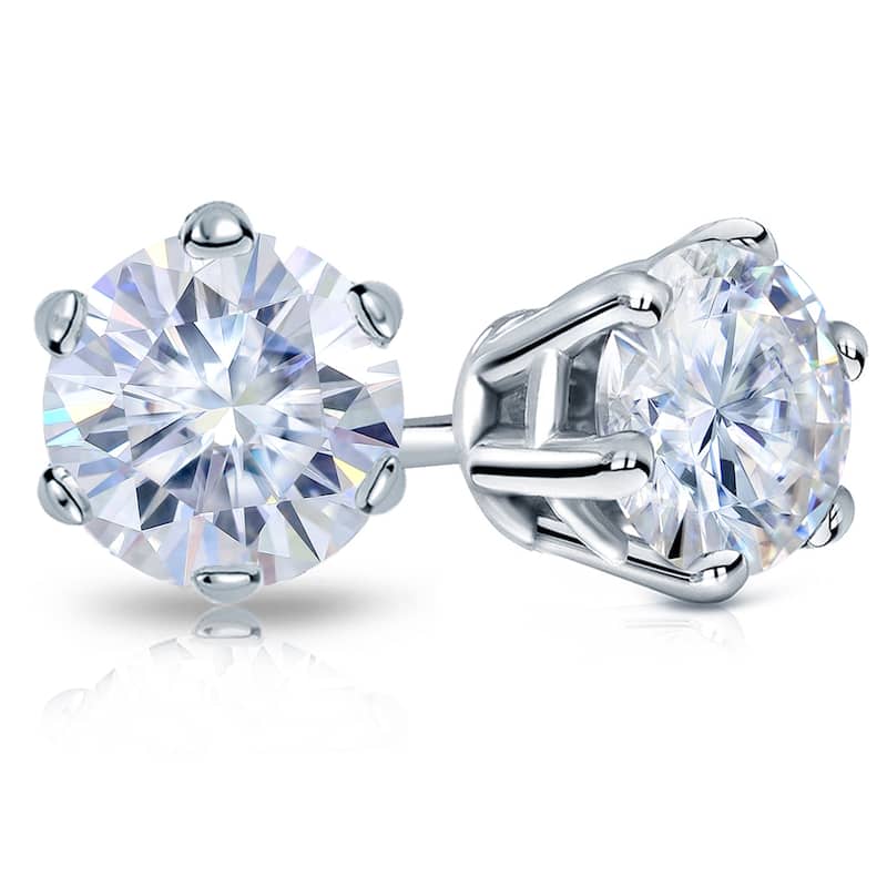 Auriya 4ctw Round Moissanite Stud Earrings 14k Gold - 8.2 mm
