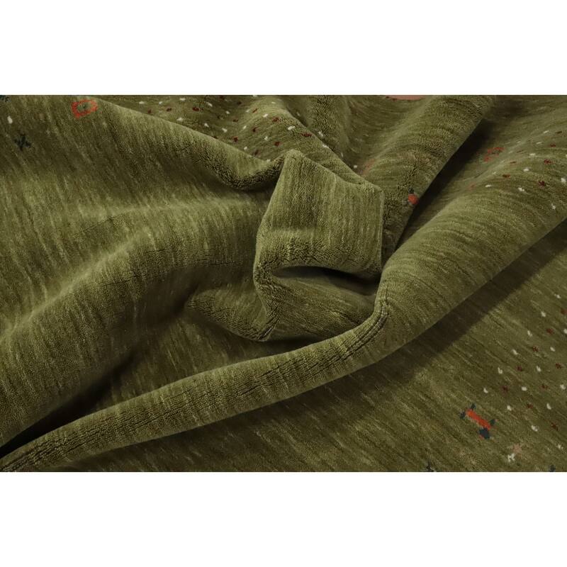 Hand Knotted Oriental 100% Wool Carpet Tribal Animal Pictorial Green Gabbeh Area Rug - 5' 11'' X 6' 0''