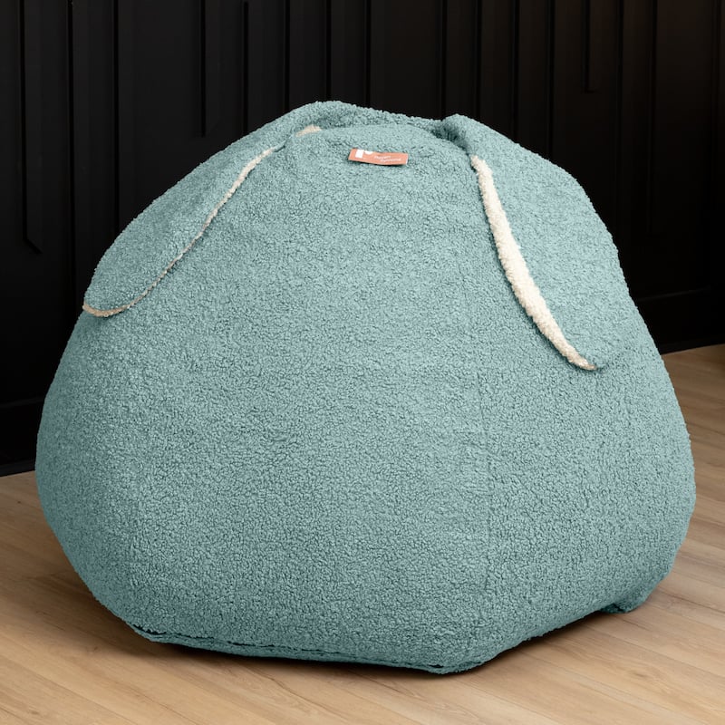 Raven-Symoné Home HopSeat Bunny - Oval Shaped Large Bean Bag Chair with Ears, Ultra Soft Shearling