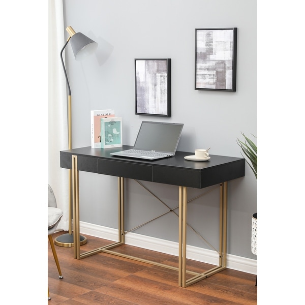 48 inch Modern Black 1 Drawer Writing Desk On Sale Bed Bath