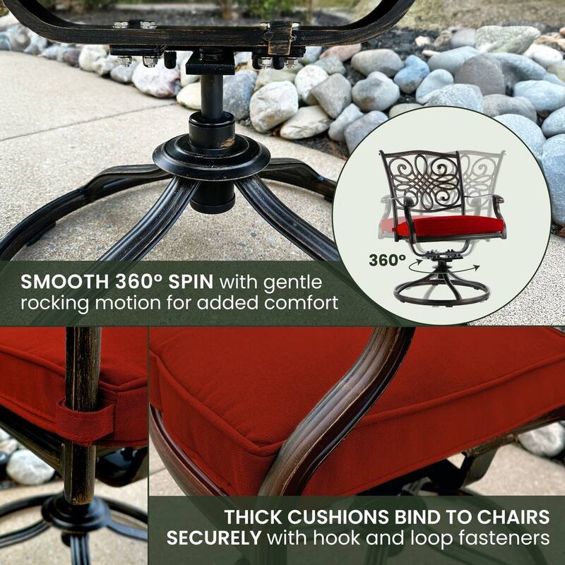 Hanover Traditions 7-Piece Dining Set in Red with 72 x 38 in. Cast-top Table