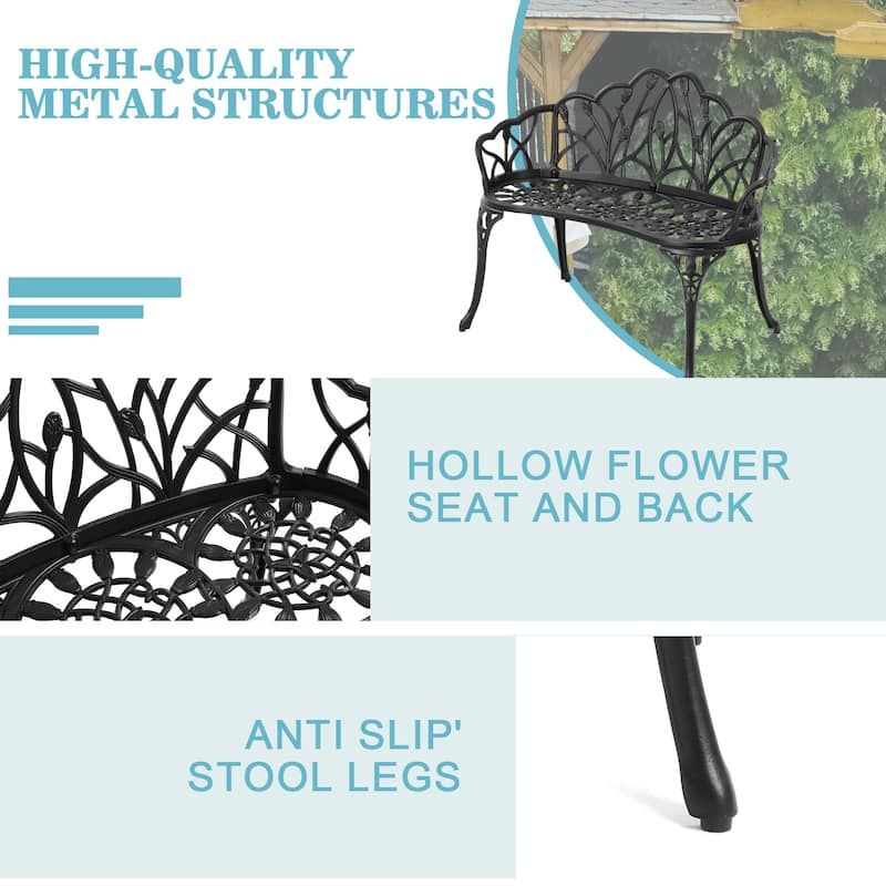 HOMEFUN Aluminum Outdoor Tulip Garden Bench