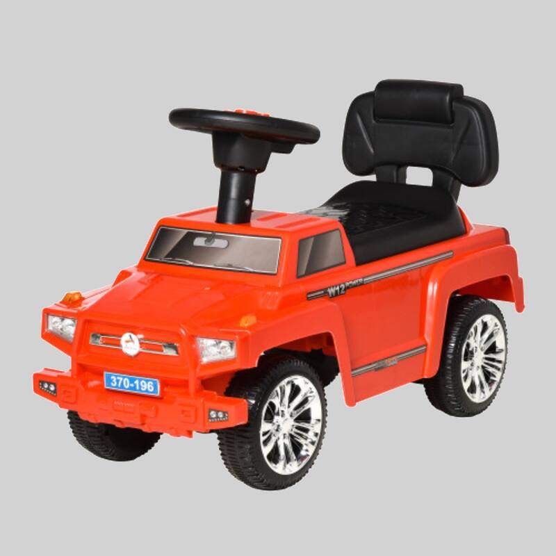 Toddler Ride On Push Car, SUV Style with Working Horn, Lights, Storage, Anti-Dumping System - Red