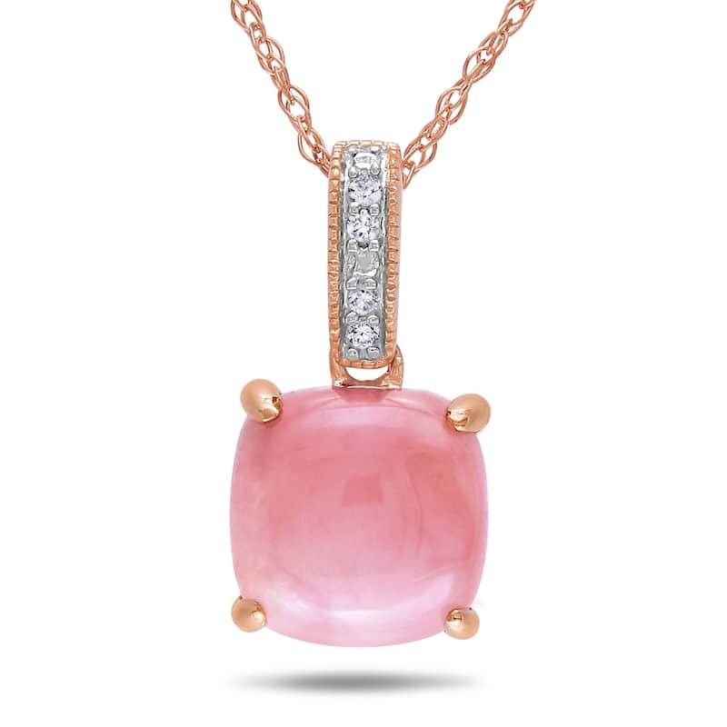 Miadora 10k Rose Gold Pink Opal and Diamond Accent Necklace