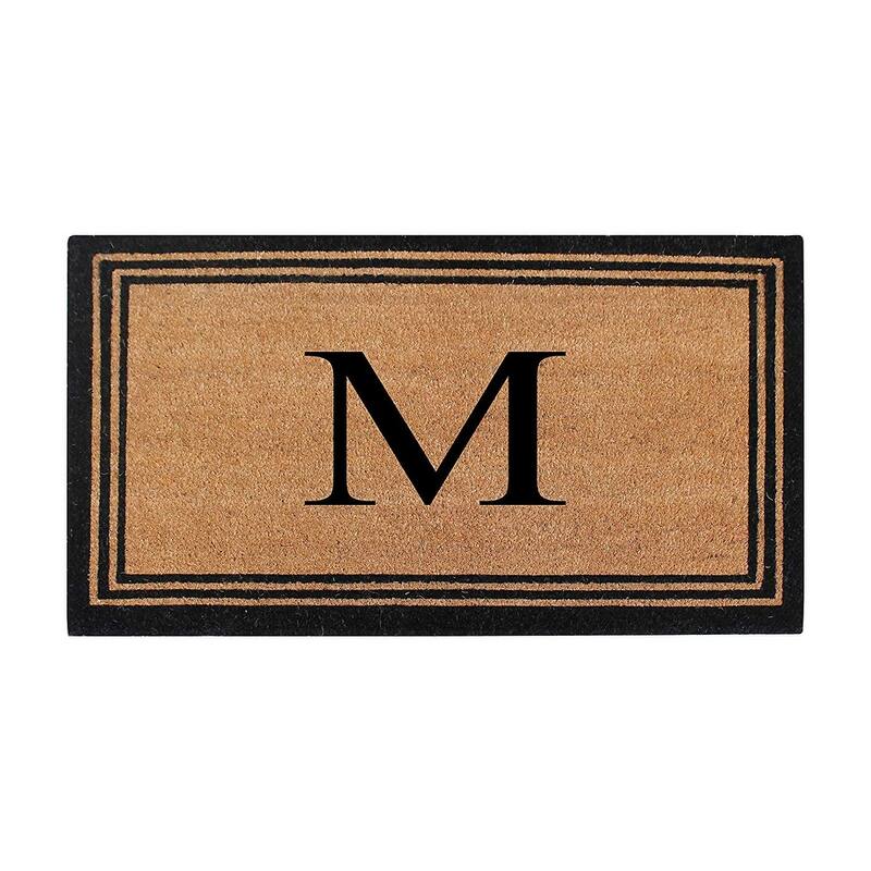A1HC Pure Natural Coir Monogrammed Heavy Duty PVC Backing Doormat - 18" X 30" - Monogrammed M