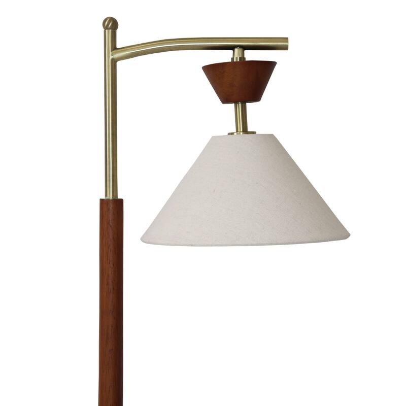Bedside Desk Lamp Bedroom Eye Protection, for Reading Living Room, Brown Solid Wood Base with Elegant Cone Linen Shade 110V