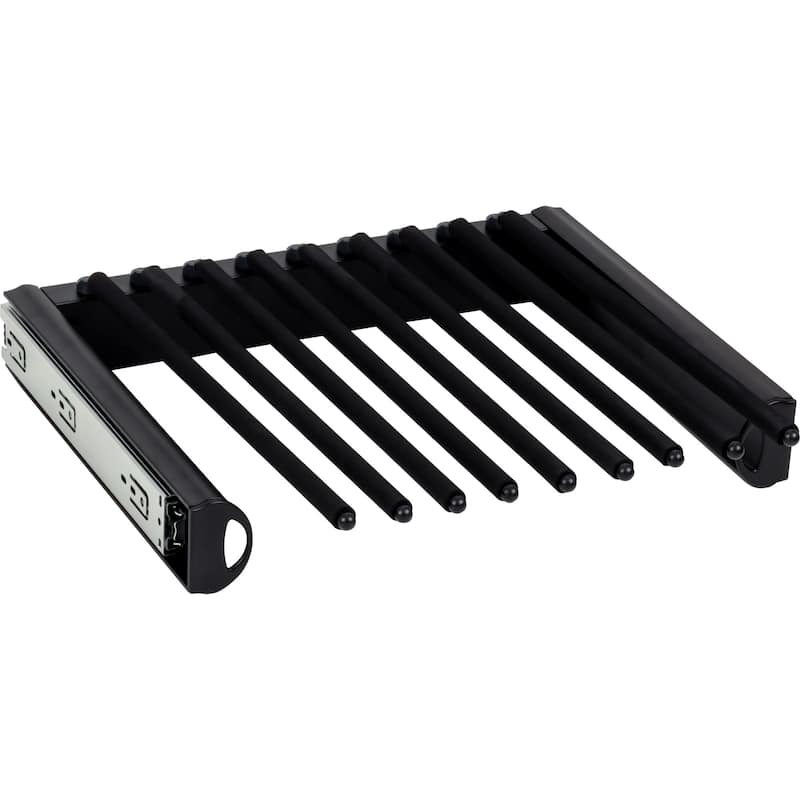 Hardware Resources 9 Hook Pull Out Pants Rack with Full Extension - Matte Black