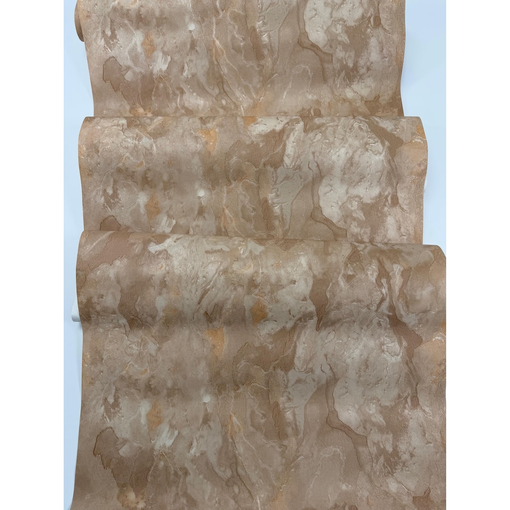 Brown Gold Art Deco Woven Faux Fabric Texture Embossed Contemporary Accent - Double Roll