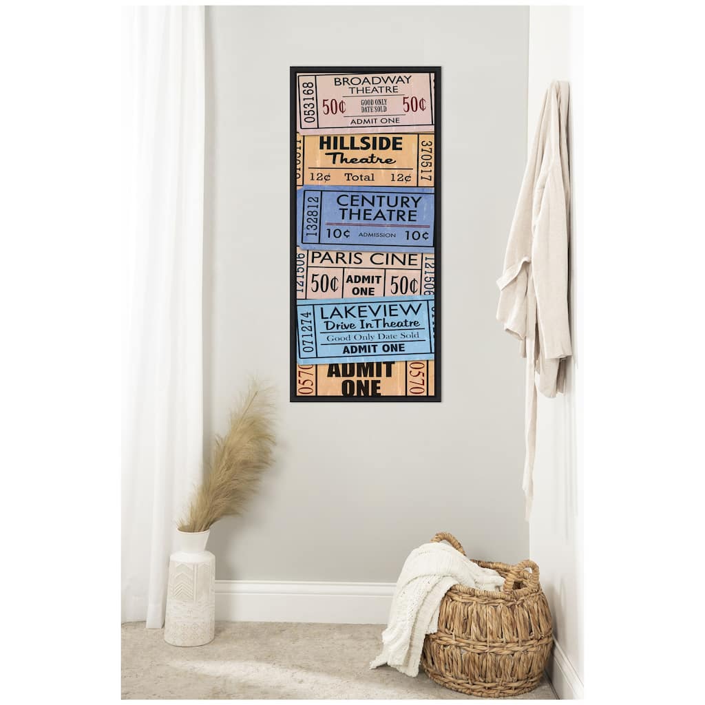 Kate and Laurel Vintage Theatre Tickets by Corinna Buchholz of Piddix Framed Canvas Wall Art Print