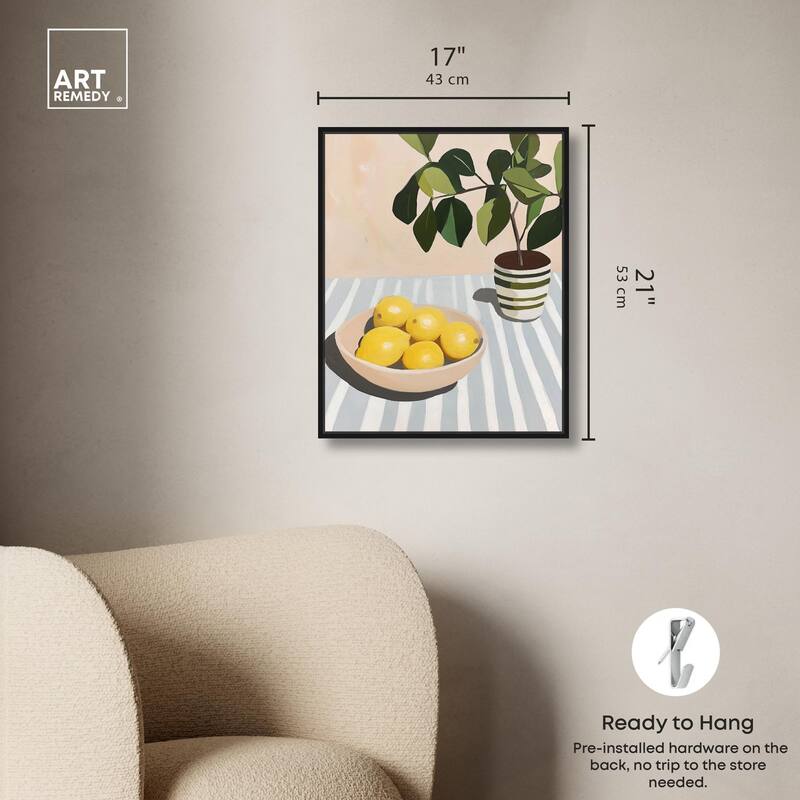 Lemon with Green Canvas by Art Remedy