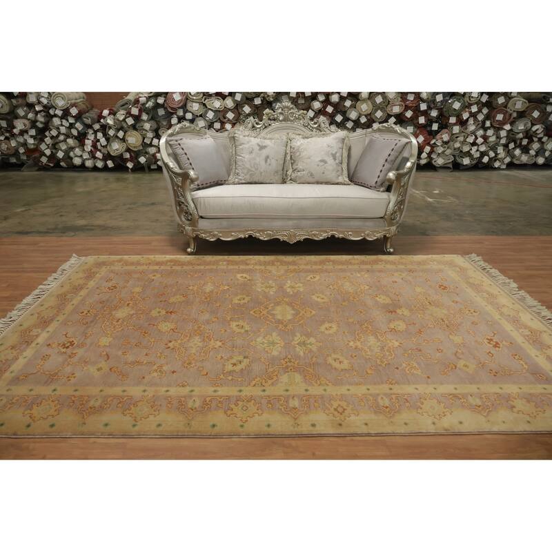 Hand Knotted Oriental 100% Wool Carpet Transitional Tribal Purples Oushak Area Rug - 10' 0'' X 7' 0''