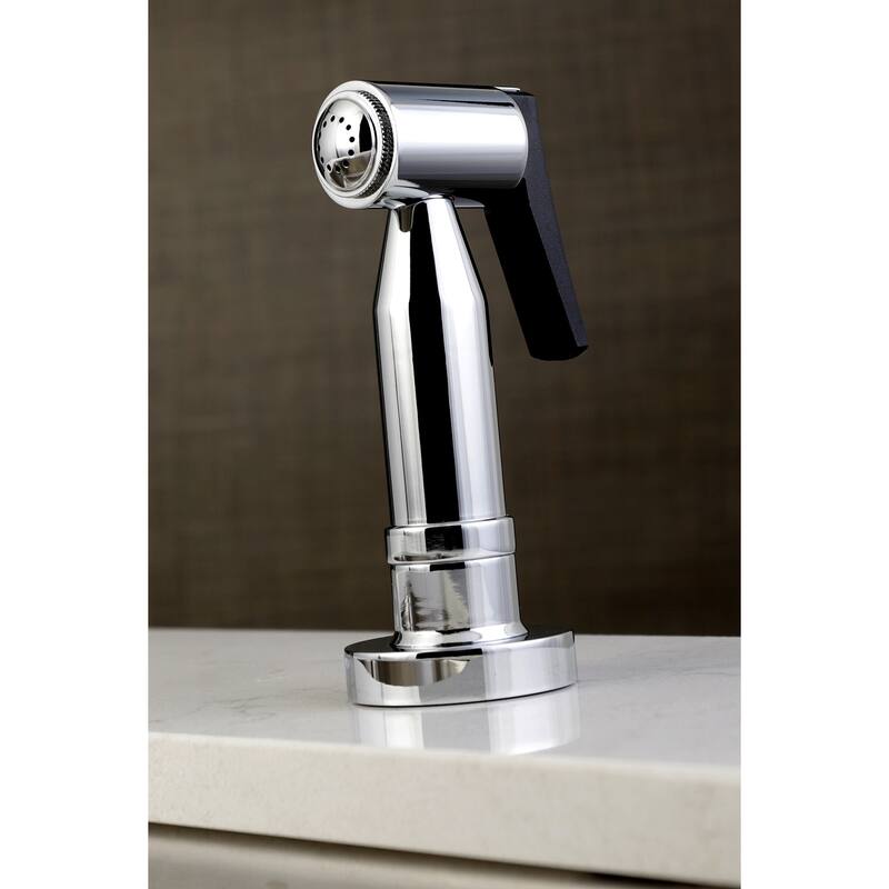 Kingston Brass Concord Two-Handle Gooseneck Bridge Kitchen Faucet with Brass Sprayer
