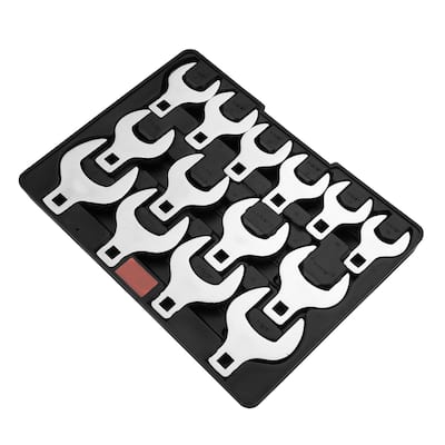 14 Piece Mirror Chrome Crowfoot Wrenches with Plastic Tray and Carbon Steel Tool