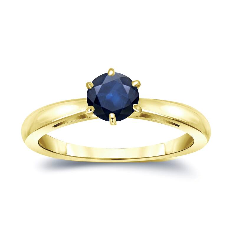 Auriya 14k Gold Blue Sapphire Solitaire Engagement Ring 1/4ct TGW - 4 - Yellow - Yellow