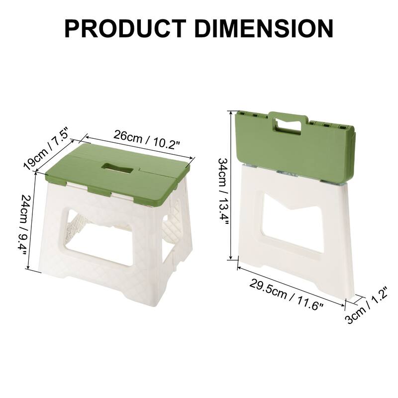9" Folding Step Stool for Adults 220 lbs Capacity - 10.2 x 7.5 x 9.4inch - Green
