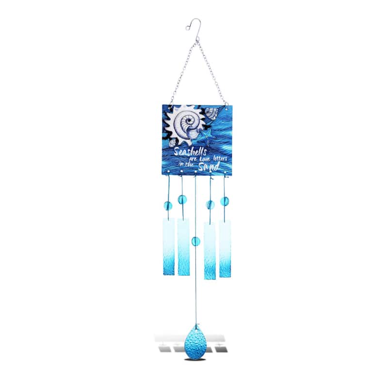 CoTa Global "Welcome Seashell Hanging Sea Glass Wind Chime- 29.92 Inch