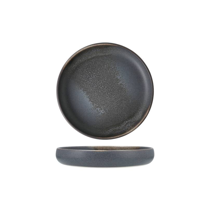 Cloud Terre Iceland Stoneware, 8.5" High Sided Salad Plate (Set of 4) - 8" High Sided Bowl - Volcanic Grey - 4 Piece