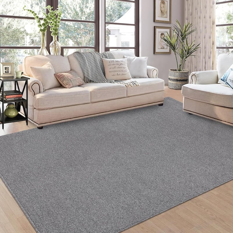Modern Solid Textured Machine Washable Rug - Grey - 9*12ft