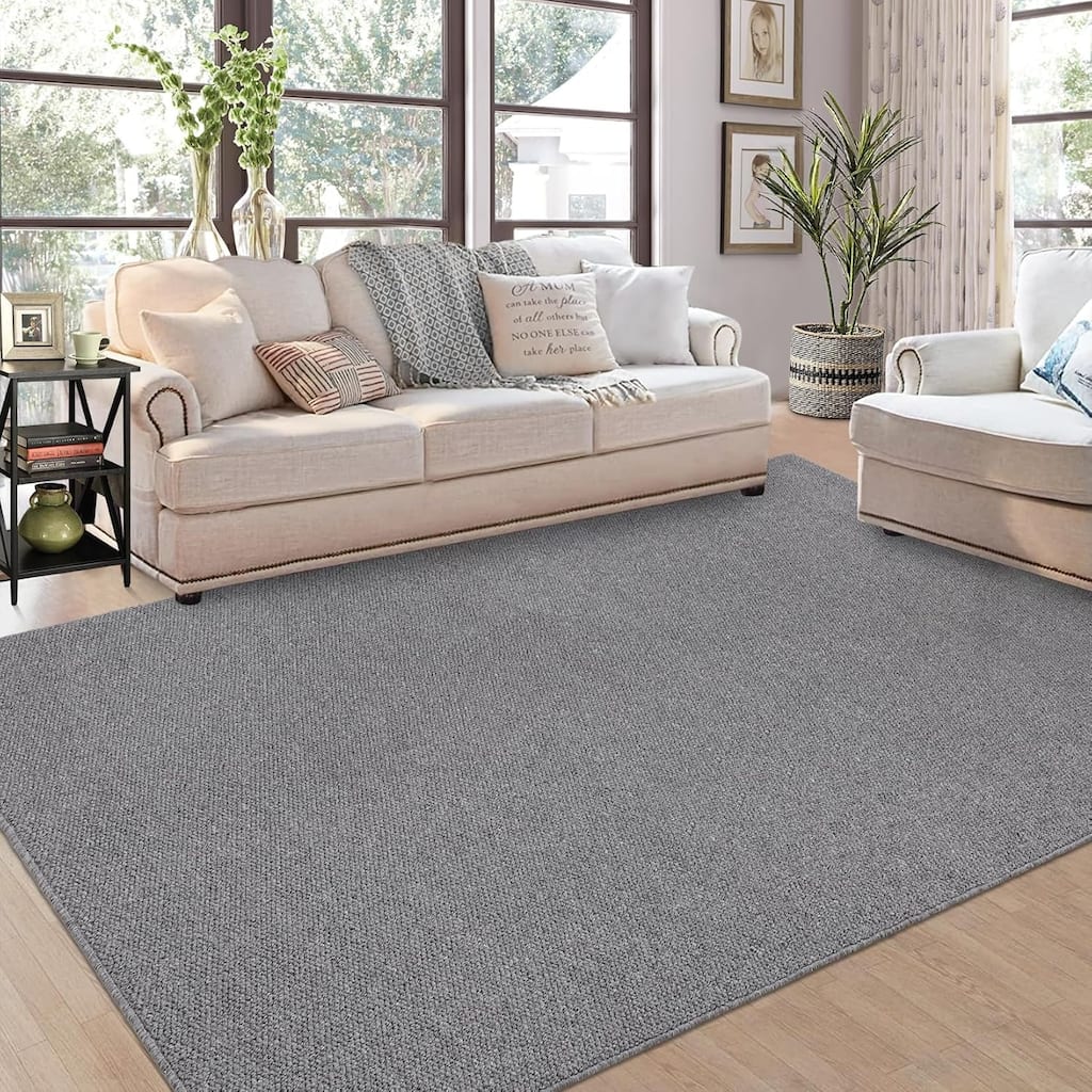 Modern Solid Textured Machine Washable Rug