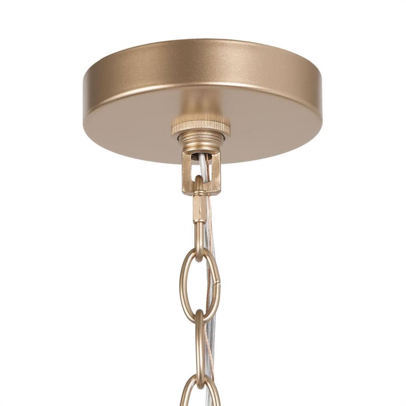 Mid-century Modern Gold 4-Light Cage Chandelier Fabric Lights for Dining Room - 12.5" W x 12.5"D x 14"H
