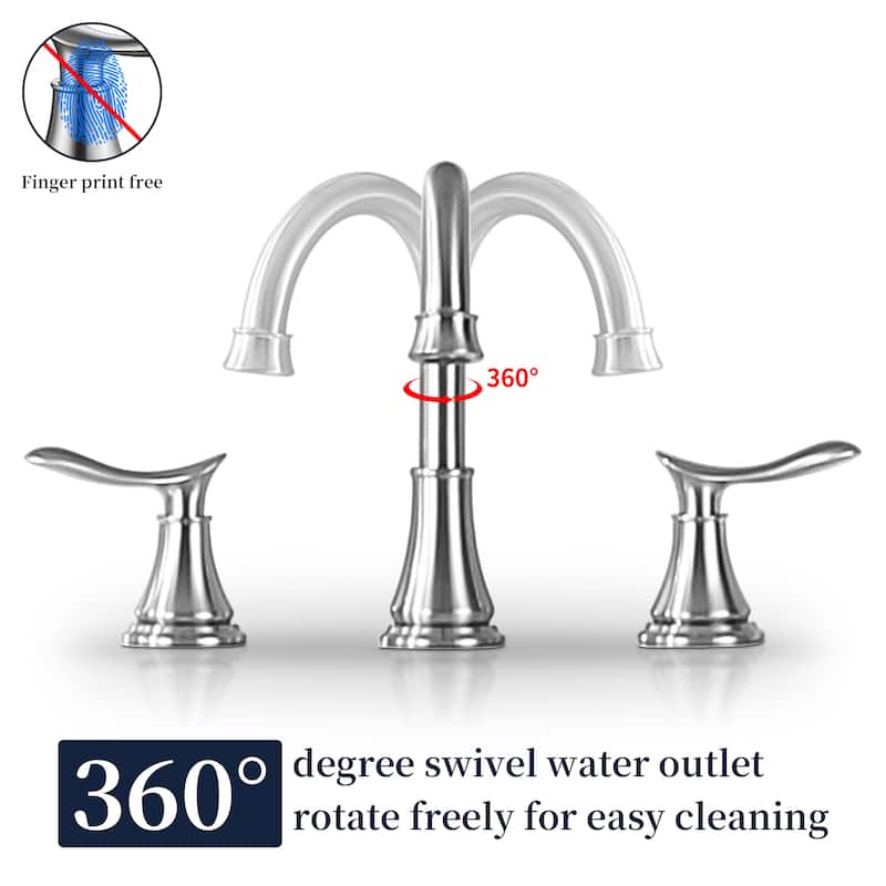 2-Handle Widespread Bathroom Sink Faucet ‎Oil-Rubbed Lavatory Faucet 3 Hole 360° Swivel Spout Vanity Sink Basin Faucets
